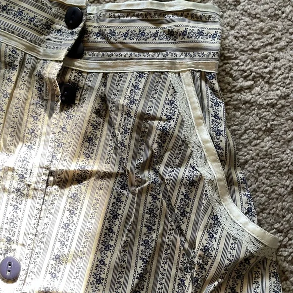 Guinness Cream and Blue Patterned Fabric overall skirt - Picture 2 of 4